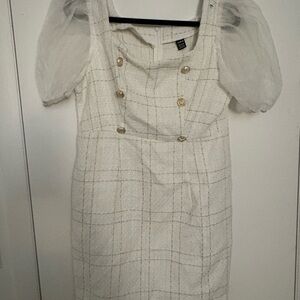 SHEIN White Puff Sleeve Mini Dress